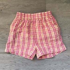 Vintage 1990s Girls Pink & Yellow Check Bermuda Shorts, Size 6 by Freeze Frame